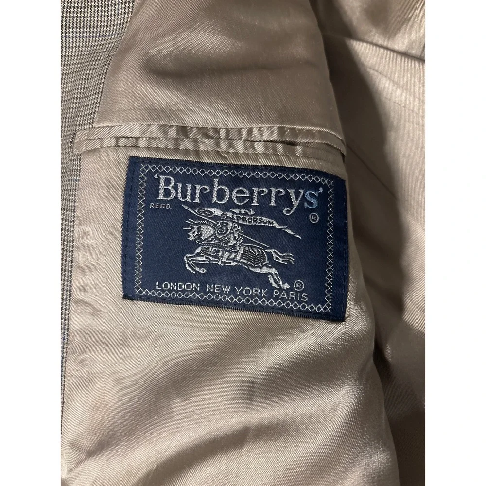 Burberrys Blazer Mens 44L Brown Vintage Micro Check Sport Coat